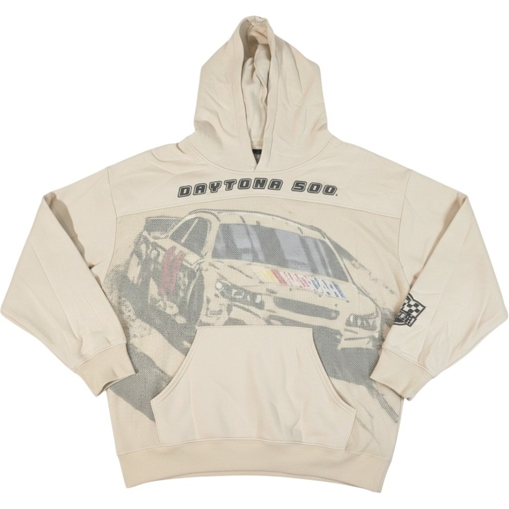 NASCAR Hoodie Mens XL Birch Cream Good Daytona 500 Racing Graphic N1SN520